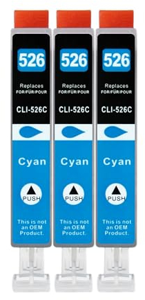 3 XXL Druckerpatronen kompatibel zu CLI-526 C Cyan für Canon PIXMA IP4850 IP4950 IX6550 MG5150 MG5250 MG5350 MG6150 MG6250 MG8150 MG8250 MX715 MX885 MX895