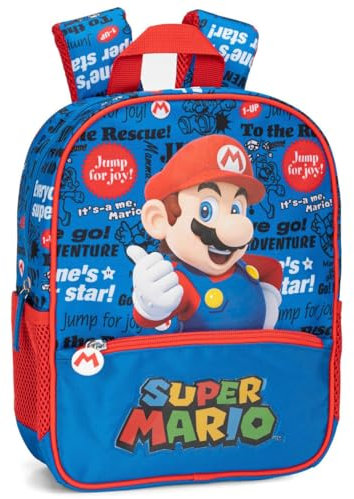 PRESTIGE & DELUXE Kindergartenrucksack kompatibel mit Super Mario Rot Blau von Panini + Schlüsselanhänger Mario oder Luigi, Blau, Himmelblau, 11