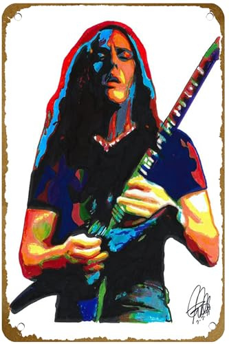 KNIOIL Chuck Schuldiner Todesänger Gitarre Rockmusik Poster Druck Wandkunst Poster Vintage Metall Blechschild Logo Familie Club Bar Cafe Schlafzimmer Kunst Wanddekoration Geschenk 20,3 x 30,5 cm
