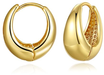 CyxenNova Kleine Creolen Gold Ohrringe Damen, 18K Vergoldet, Klobig Dick, Hypoallergen Leicht Schmuck, Geschenke für Frauen (Mini Huggie)