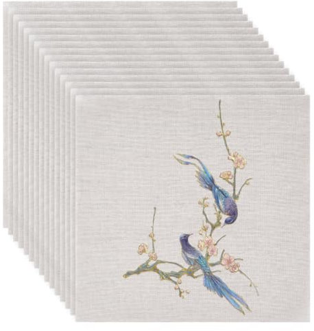 BENECREAT 20 Blatt Weißer Quadratischer Leinen-Stickstoff, 25x25 cm Stich-Stickstoff Handarbeitsstoff Für Kleidungsstücke, Bastelzubehör