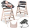 hauck Hochstuhl Beta+ Newborn Set Premium Dark Grey - Babyhochstuhl Set ab Geburt mit Neugeborenen Aufsatz Bouncer, Sitzpolster und Essbrett - Whitewashed