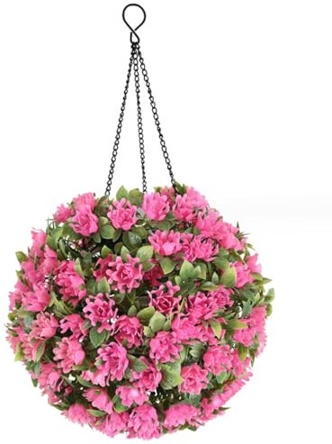 Solar Light Topiary Ball - Artificial Boxwood Hanging Ball for Wedding Garden Decor, Style 4 (8.7x16.7 inch)