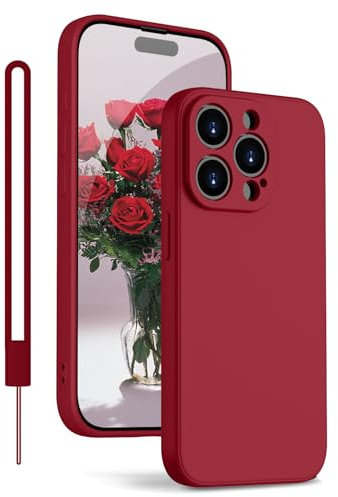 KPPIT for iPhone 15 Pro Max Case Silicone,Shockproof Cover with Microfiber Lining 6.7 inch,Full-Body Protective iPhone 15 Pro Max Phone Case(Claret Red)