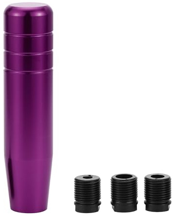 A ABSOPRO Schaltknauf 1Pc Für Automatik & Schaltfahrzeuge 13Cm 3 Adaptern | Lila, Aluminiumlegierung, Adaptergewinde M8, M10, M12, Knauflochdurchmesser 16,6 Mm, Knaufgröße 13X3 Cm