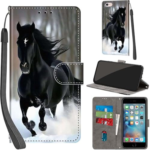 Handyhülle für iPhone 6 / 6s Hüllen Premium Leder Case Klappbar Wallet Magnet Kartenfach Standfunktion Schutzhülle kompatibel mit iPhone 6 Cover,Schnee