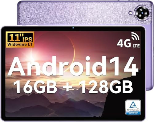 OUKITEL OT11 Tablet, Android 14 Tablet, 11 Pulgadas Gaming Tablet con Lapiz 16GB+128GB/TF 1TB Tablet con Funda Widevine L1 8000mAh 13 MP Dual SIM 4G Face ID | GPS | OTG | 5G WiFi 6 | BT5.0 | Octa Core