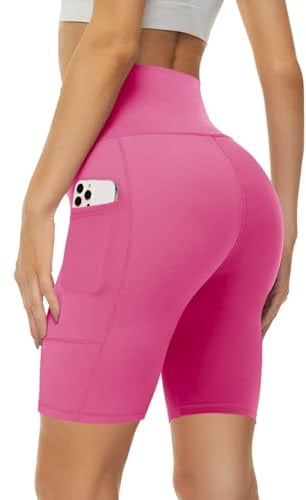 Missluck Radlerhose Damen mit Taschen Kurze Sporthose Hohe Taille Leggings | Blickdicht Shorts Sommer Hose für Yoga Gym, Dehnbar Kurze Hose Sport, Bequem Hotpants, Fitness Outfit, Laufshorts