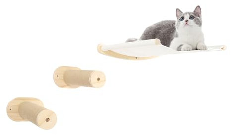 kletterwand Katzen, wandmontierte Katzenleiter in Holzfarbe, max. Gewicht 13,61 kg, Dieses Produkt kann in Wohnzimmern, Schlafzimmern, Balkonen und Gärten im Freien installiert Werden.
