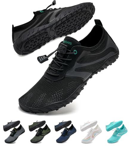 WateLves Wasserschuhe Badeschuhe Damen Herren Strandschuhe Schwimmschuhe Aquaschuhe Sommer Schnell Trocknend Surfschuhe Schwarz 40 EU