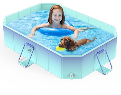 MoKo Piscine pour Enfants et Animaux de Compagnie, Piscine Extérieure Rectangulaire de 51.5 x 34.6, Piscine Pliable pour Chiens, Piscine Non Gonflable avec Support Solide