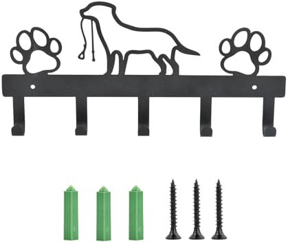 Wisebom Porte-Manteau Mural pour Chien, Accroche Porte Clé en Métal Accroche Crochets et Patères pour la Maison Patere Murale Chien et Empreintes avec 5 Crochets pour Porte Salon Cuisine
