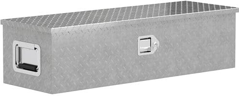 HOMCOM Gerätekasten Aufbewahrungskiste aus Aluminium mit Seitengriffen, Schloss und Schlüsseln, LKW-Werkzeugkasten, Lagerungsbox für Anhänger, 99 x 33 x 25,5 cm