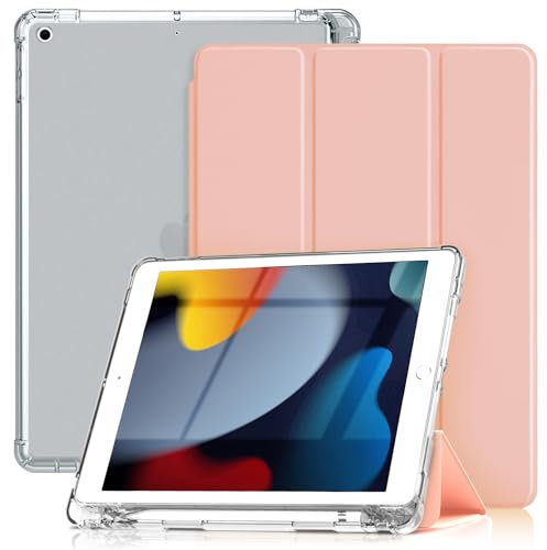 DAORANGE Custodia Cover per iPad 9a / 8a / 7a Generazione 10.2 2021/2020/2019, Cover in Pelle PU Ultra-sottile Leggero con Portapenne, Supporto Trifold e Funzione Auto Svegliati/Sonno (Rosa)