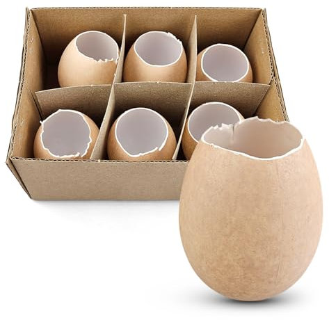 Netuno 6 Stück Plastik Eier zum Basteln Leere Dekoeier für Ostern DIY Kunsthandwerk Wiederverwendbare Kunststoffeier Perfekt für Osterdeko Malen Frühling Nachhaltige Deko Eier ohne Inhalt Weiß Natur