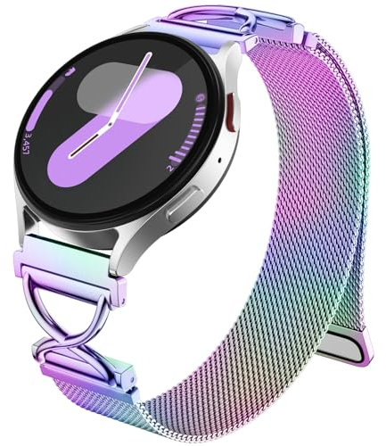 Dirrelo Kompatibel mit Samaung Galaxy Watch 5 6 7 4 Armband 40mm 44mm, X-förmig Metall Magnet Mesh Ersatz Band für Galaxy Watch FE/6 Classic 47mm 43mm/4 Classic 42mm 46mm/5 Pro 45mm Damen, Bunt