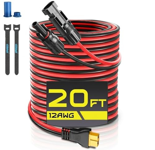 GIBBAB Solarstecker zu XT60 Kabel Starkstrom-Ladekabel für Solaranlage, Powerstation, Wohnmobil und LiFePO4 Akku, 6m-20FT, 4mm² (12AWG)