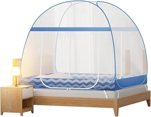 HKGZKVGK Zanzariera per copriletto, zanzariera Portatile Pieghevole a Scomparsa a Due Ante con Design Inferiore (1,5 m)