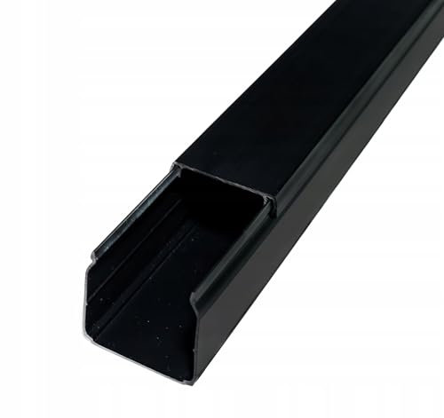 PVC Kabelkanal 40x40mm, Gesamtlänge 2 Meter, Elektroinstallationskanal mit Deckel, schwarz