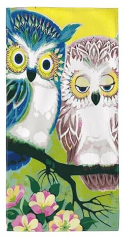 GSGCSBYMLG Handtuch mit Eulenmotiv, bedruckt, Polyester-Fleece, langes Handtuch