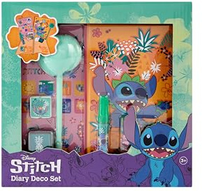 Disney Stitch Journal intime Kit de bricolage pour enfants - Super Diary Deco - Avec autocollants, tampons et paillettes - Cadeau créatif pour filles à partir de 3 ans - Papeterie DIY Journal intime