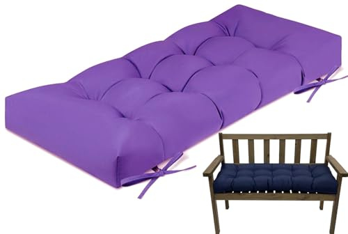 uyeoco Coussin de Banc Interieur/Exterieur 100x50/120x50/150x50/180x50cm - Coussin de Siège, Assise Coussin Imperméable pour Banc de Mobilier Terrasse Balancelle Canapé et Palette(Violet,50x120cm)
