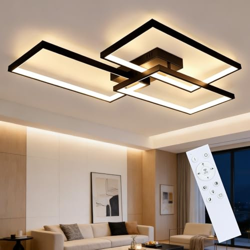 CBJKTX Deckenleuchte Wohnzimmer Modern 80CM LED Deckenlampe Schwarz Dimmbar