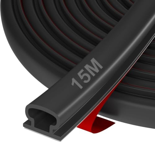 Hzetuu Guarnizione Adesiva per Finestre e Porte - Isolamento Termico e Acustico, Anti-Spifferi, Facile Applicazione, Resistente agli Agenti Atmosferici, Ideale per Casa e Ufficio, 15m, Nero