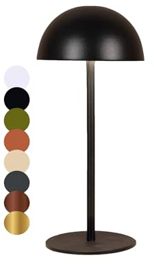Coen Bakker LED Tischlampe dimmbar mit Touch IP44 Lampe USB 3 Lichtfarben für Innen & Außen 22 x 9,5cm Rund, Farbe:Schwarz