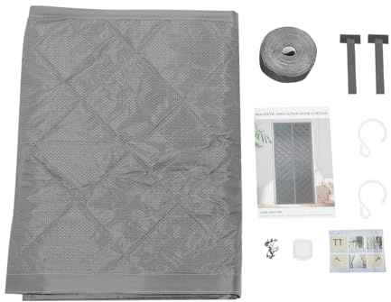 Rideau de porte isolant thermique, 100 x 220 cm, gris, fermeture magnétique, épais, insonorisé et coupe-vent, pour appartement, bureau et commerce