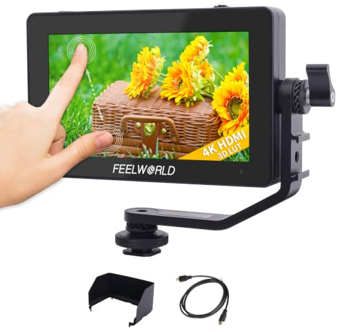 FEELWORLD F6 Plus V2 - Monitor per fotocamera da 6 pollici, touch screen HDR con display nitido 3D LUT, HD 1920 x 1080 IPS 4K HDMI Loop in/Out DSLR Video Peaking Focus Assist