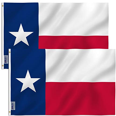 ANLEY Paquete de 2 Fly Breeze Bandera del estado de Texas de 3x5 pies - Color vivo y resistente a la decoloración UV - Encabezado de lona y doble costura - Banderas del estado de Texas Poliéster