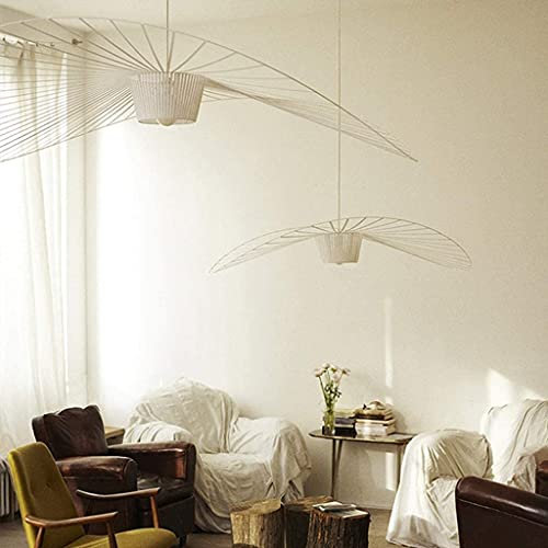 YONIISEA Moderne Kronleuchter Wohnzimmer Vertigo Pendelleuchte, E27 Retro Hängeleuchte, Nostalgische Kronleuchter Fiberglas + Polyurethan Hut Stoff, Kreative LED Lampe Max 40w (170cm, White Weiß)