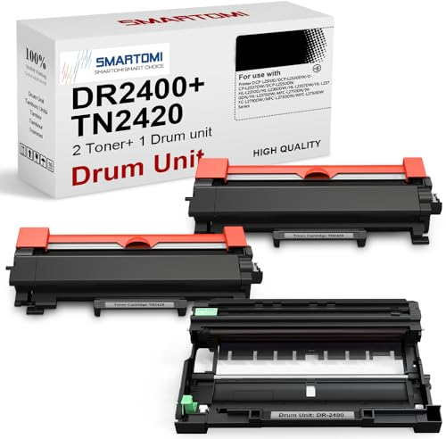 SMARTOMI DR2400 TN2420 Trommel mit Toner kompatibel für Brother TN2420 für DCP-L2510 DCP-L2530 DCP-L2550 HL-L2310 HL-L2350 HL-L2357 HL-L2370 HL-L2375 MFC-L2710 MFC-L2730 MFC-L2750(2 Toner+1 Trommel)