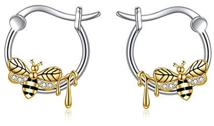 Biene Ohrringe für Damen 925 Sterling Silber Biene Creolen Ohrringe Schmuck Geschenke für Mädchen (Biene)