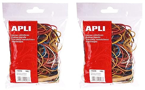 APLI 16266 - Elastici assortiti in bustina da 100 g (Confezione da 2)