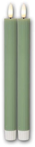 world-trading-net - 4er Set LED Stabkerzen STRIPE, Höhe 25cm, Durchmesser 2,1cm, Farbe grün, Batteriebetrieb, Timer