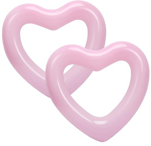 HeySplash Herz-Pool-Schwimmer, Herzförmiger Sommer-Pool-Schwimmer Liegen Rohr Ring Floatie, Water Fun Beach Partyspielzeug für Erwachsene, 2 Stück, 120 cm Durchmesser - Rosa