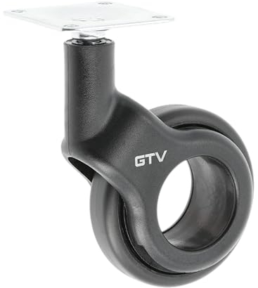 GTV - Möbelrollen STRADA | Lenkrollen | Rollen für Möbel | ohne Bremse | Durchmesser 60 mm | aus Kunststoff und Stahl | Schwarz