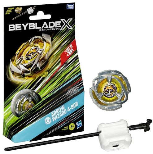 Beyblade X Arrow Wizard 4-80B Starter Pack Set with Stamina Type Right-Spinning Top and Launcher; Battling Top Toys for 8 Year Old Boys and Girls