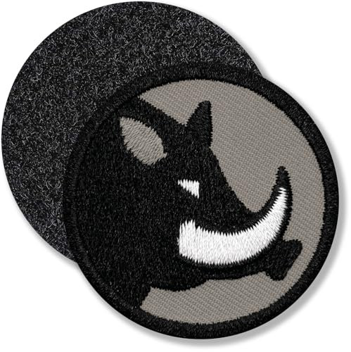 Klettpatch - Wildschwein Patch gestickt 45 mm/hochwertige Applikation Aufnäher Klett Abzeichen Flicken Sticker/Patches für Mode Kleidung Tasche Rucksack/Wald Forst Förster Jäger Jagd (Grau)