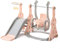 BHFFTHK 4-in-1-Kinderrutsche mit Schaukel,Kinderrutsche für drinnen und draußen,Spielplatz mit Klettergerüst und Langer Rutsche Basketballkorb,für Kinder von 1-6 Jahren Ideal (4 in1 Rosa)