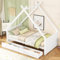 Kinderbett 90x200 cm, Kinder Hausbett mit 2 Schubladen und Lattenrost, Stabiles Holz Baumhausbett Spielbett für Jungen & Mädchen, Einzelbett für Kinderzimmer Babyzimmer, ohne Matratze, Weiß