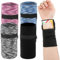cobee 4 Stück Handgelenk Brieftasche für Frauen Männer, Reißverschluss Handgelenk Pouch Running Wallet Wristband Schweißband Handgelenk Brieftasche für Schlüssel ID Karten Bargeld Serviette(Bunte 2)