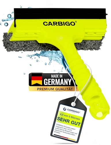 Carbigo Scheibenabzieher Auto mit Eiskratzer I 2-in-1 Abzieher Auto inkl. Scheibenkratzer I Auto Winter Zubehör für Scheibenreinigung (Scheibenabzieher inklusive Scheibenkratzer, 24x20cm)
