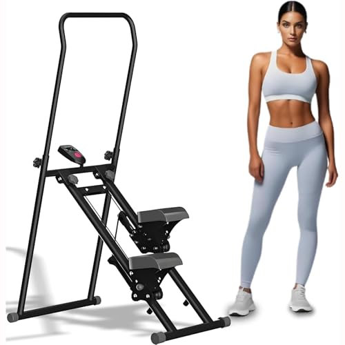 QYOEGSQ Treppensteiger, faltbares vertikales Klettergerät mit verstellbarem Lenker und Pedalen, kompakter, zusammenklappbarer Cardio-Trainingskletterer, for Heim-Fitness-Übungen