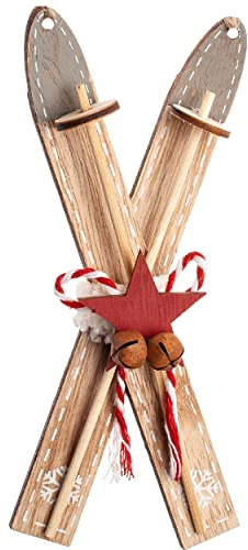 alles-meine.de GmbH Miniatur - 2 Paar Ski mit Stöcken aus Holz - Puppenstube Maßstab 1:10/1:12 - Puppenhaus/Puppenhausmöbel - Deko Winter & Weihnachten - Miniatur/Diora..