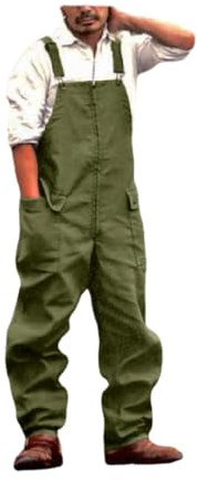 lmoikesz Salopette da lavoro vintage da uomo, resistente ed elegante, per uomo moderno, in poliestere, con bretelle larghe, pantaloni da lavoro professionali, verde militare, XL, Verde militare, XL