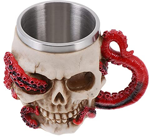 Amosfun Chopes En Acier Inoxydable 600 Ml Verres À Bière Froide Style Unique Motif Tête De Mort Pour Halloween Et Festival