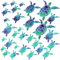 MBAIYO 30Pcs Meeresschildkröten Wandaufkleber unter dem Meer, Blaue Unterwasser-Schildkröten Vinyl Wandtattoo Wasserdichte Wanddekoration Dekoration für Zuhause Badezimmer Wohnzimmer Wand Kinderzimmer